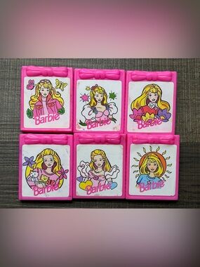 6 Vintage Barbie Mattel Pink Rubber Stamps Good Pre-owned Condition Arts Crafts